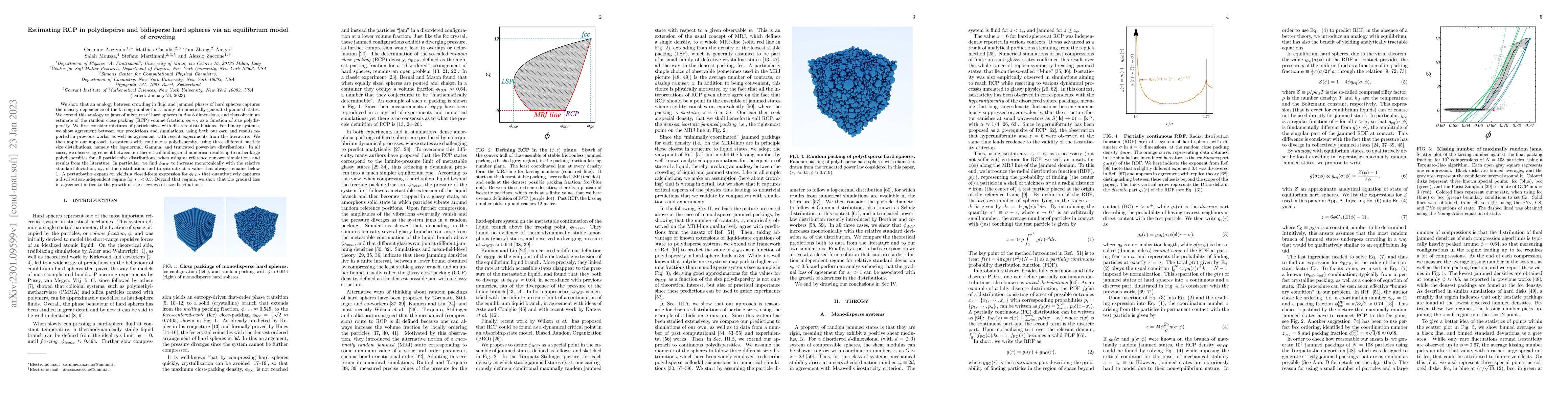 Thumbnail for Estimating random close packing in polydisperse and bidisperse hard
  spheres via an equilibrium model of crowding