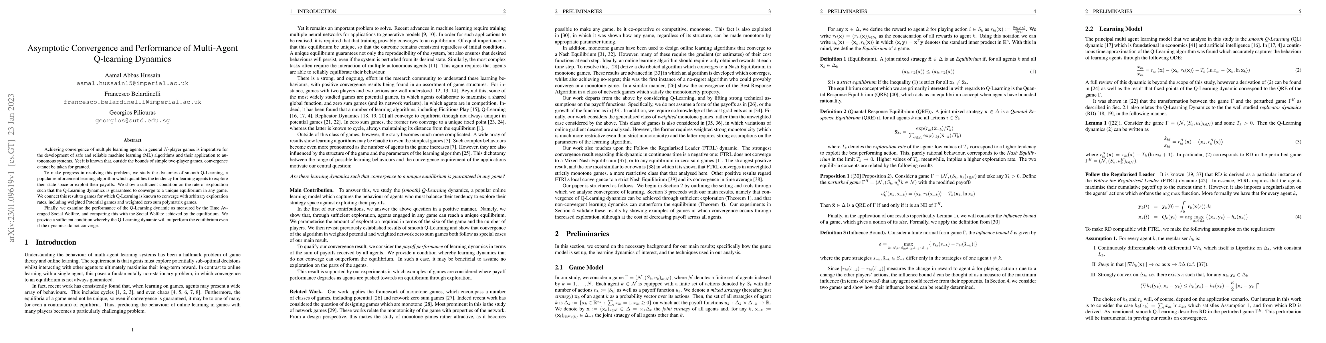 Thumbnail for Asymptotic Convergence and Performance of Multi-Agent Q-Learning
  Dynamics