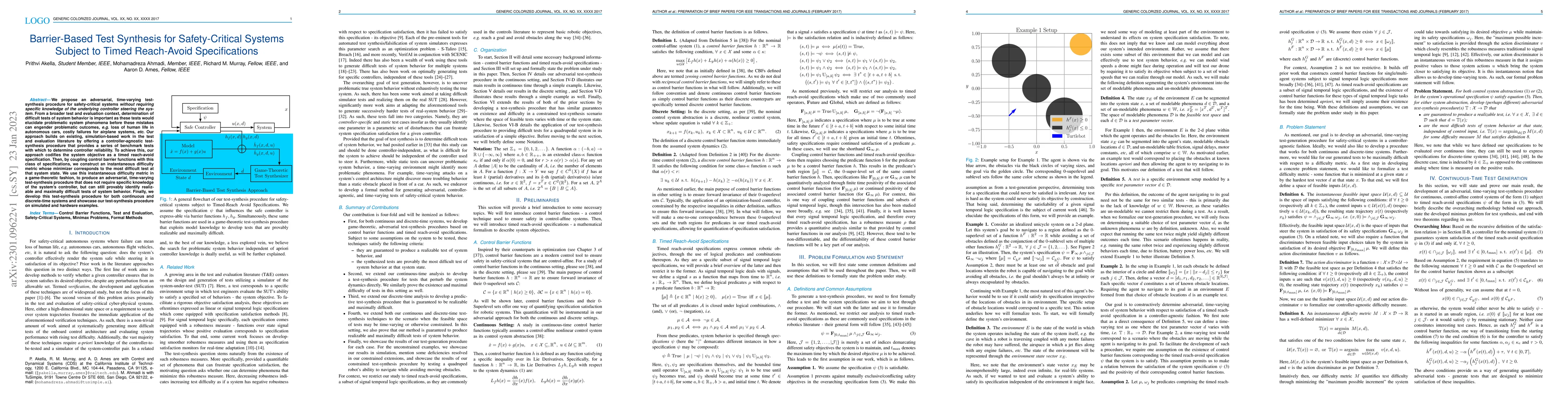 Thumbnail for Barrier-Based Test Synthesis for Safety-Critical Systems Subject to
  Timed Reach-Avoid Specifications