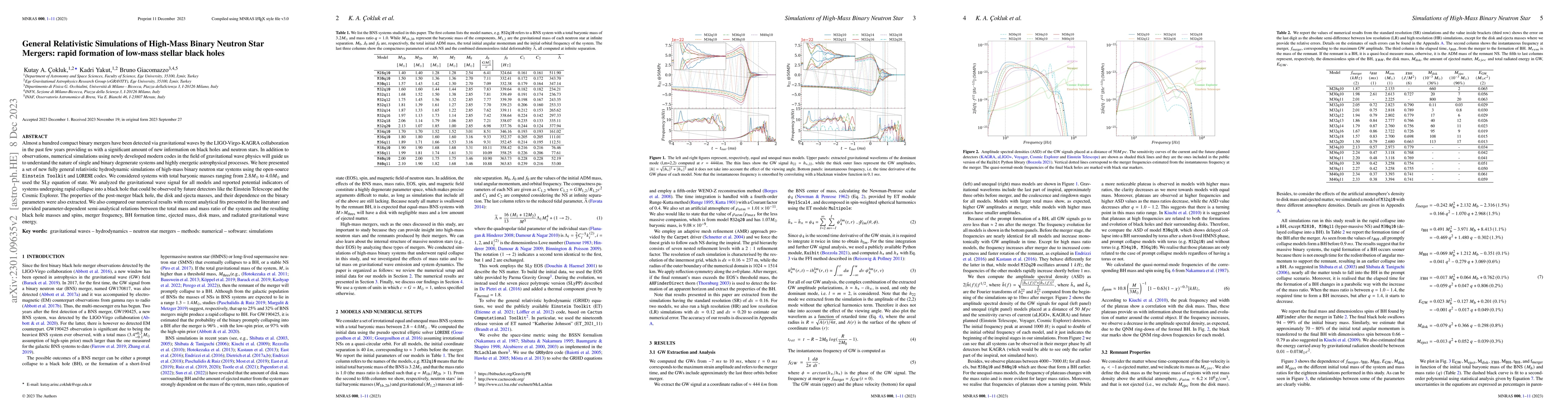 Thumbnail for General Relativistic Simulations of High-Mass Binary Neutron Star
  Mergers: rapid formation of low-mass stellar black holes