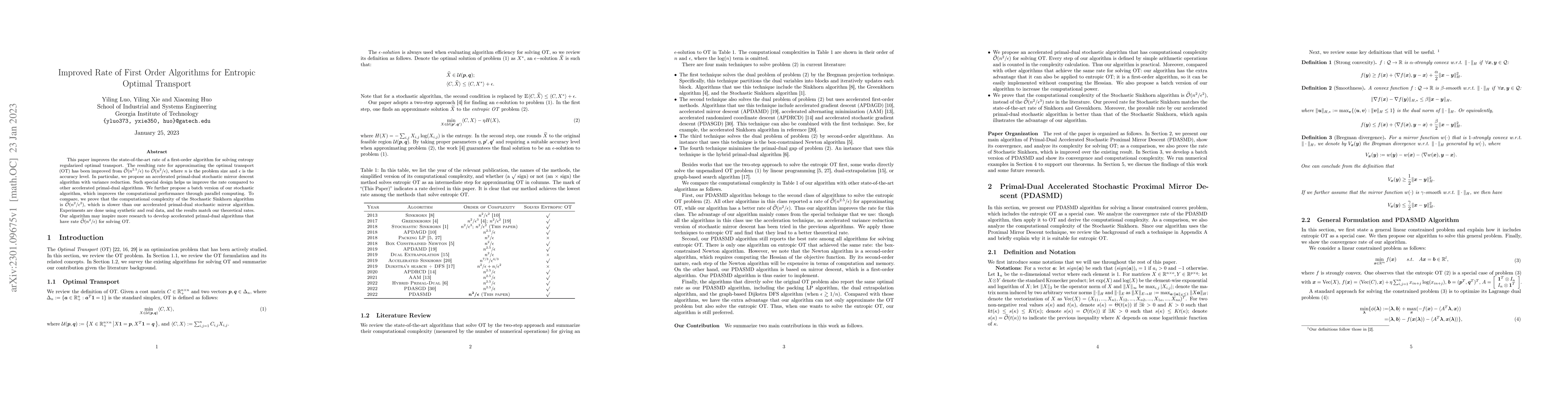 Thumbnail for Improved Rate of First Order Algorithms for Entropic Optimal Transport