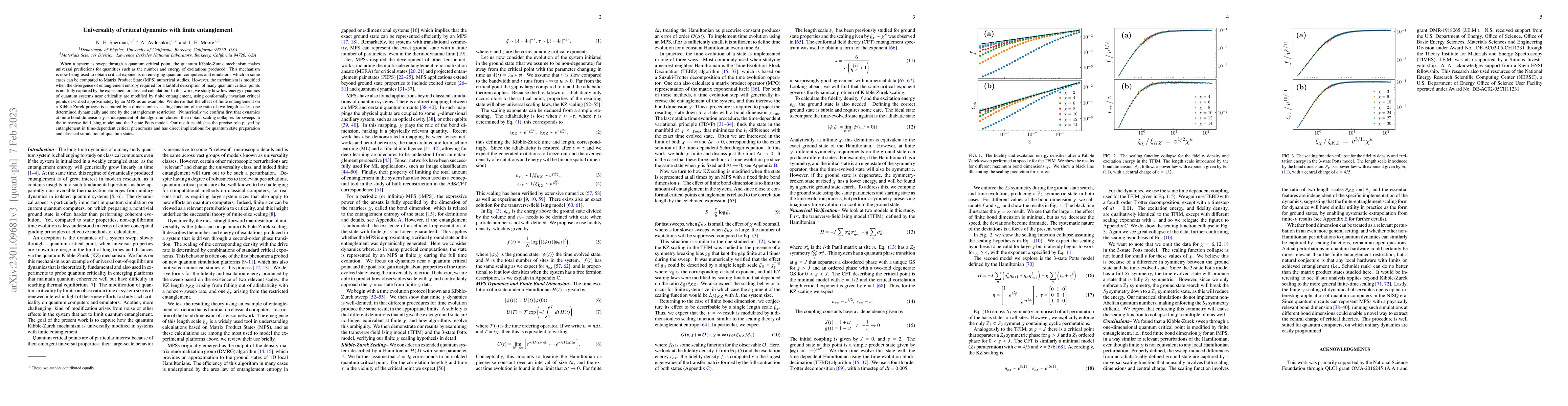 Thumbnail for Universality of critical dynamics with finite entanglement