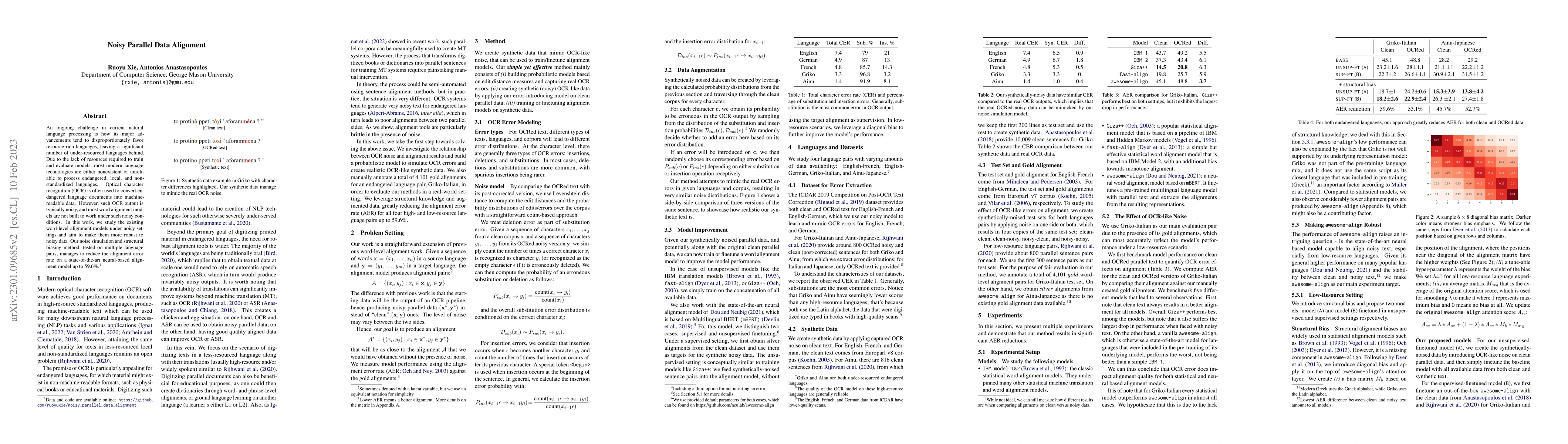 Thumbnail for Noisy Parallel Data Alignment