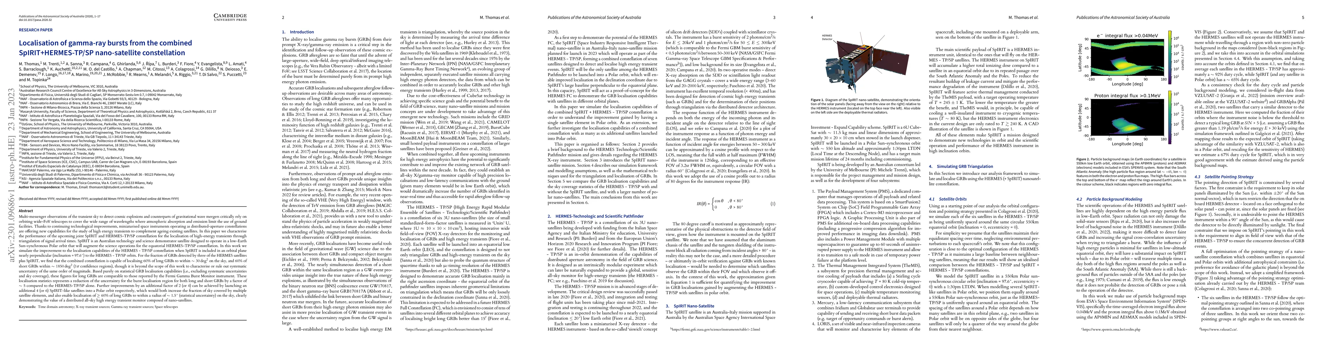 Thumbnail for Localisation of gamma-ray bursts from the combined SpIRIT+HERMES-TP/SP
  nano-satellite constellation