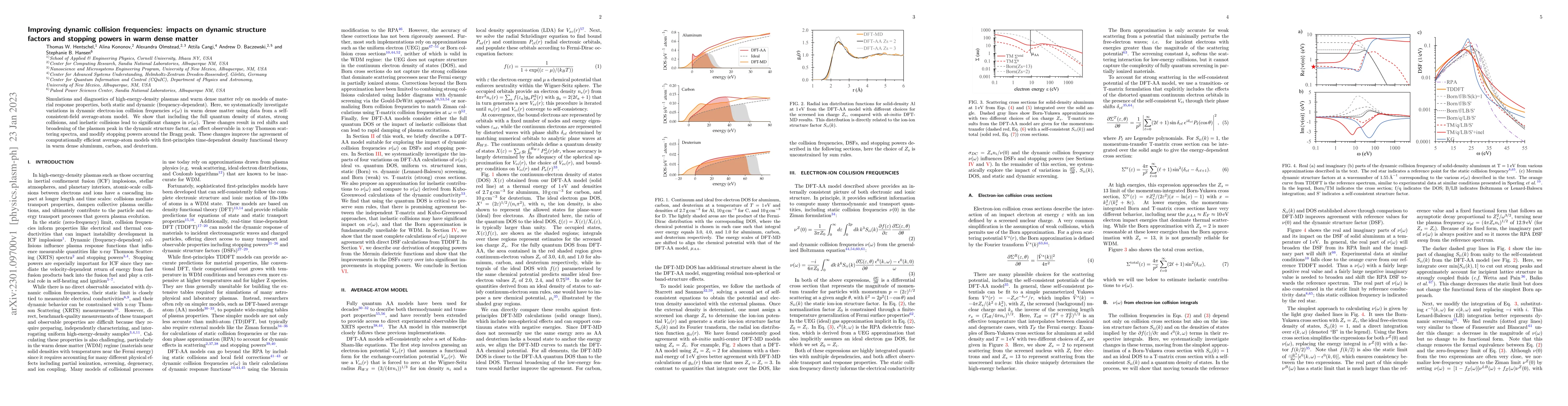 Thumbnail for Improving dynamic collision frequencies: impacts on dynamic structure
  factors and stopping powers in warm dense matter