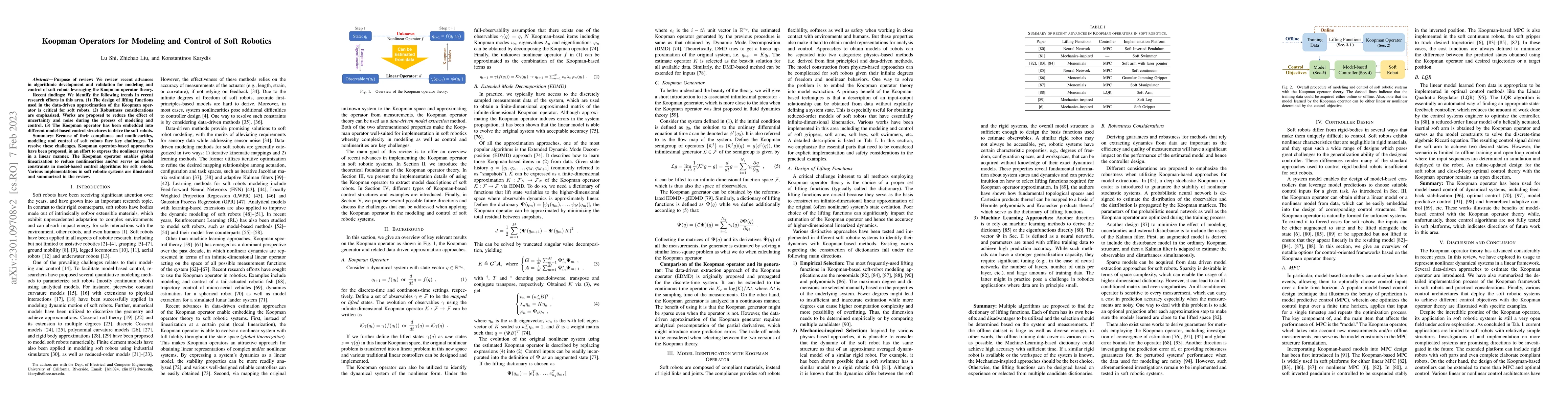 Thumbnail for Koopman Operators for Modeling and Control of Soft Robotics