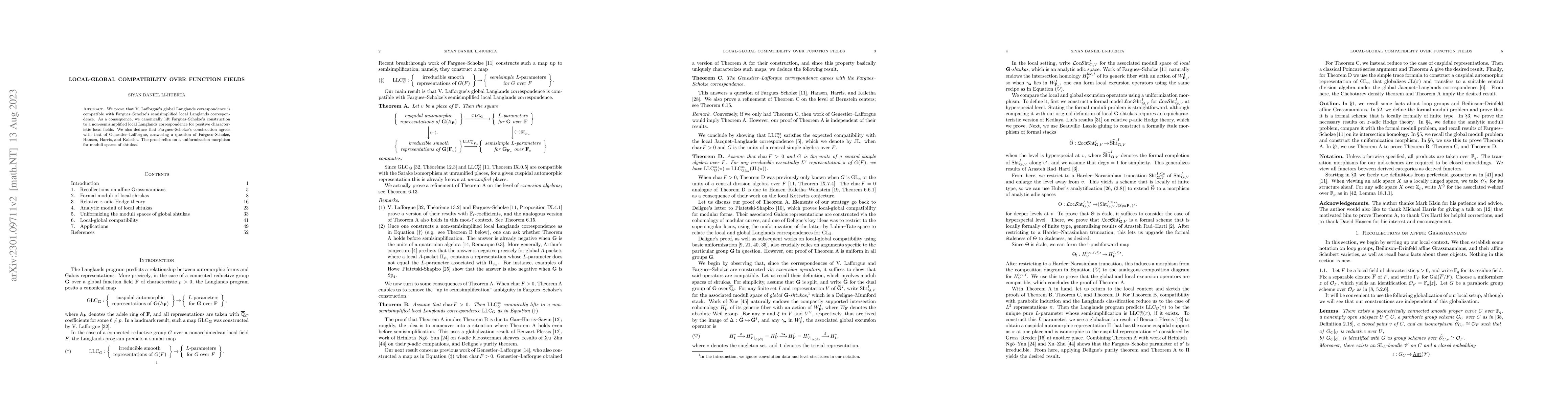 Thumbnail for Local-global compatibility over function fields