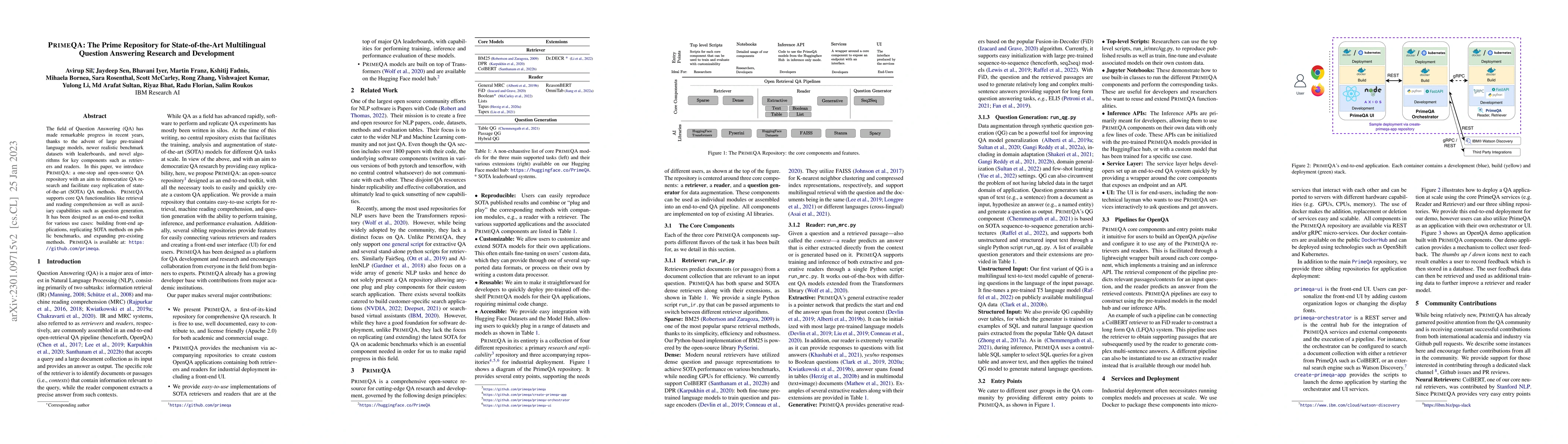 Thumbnail for PrimeQA: The Prime Repository for State-of-the-Art Multilingual Question
  Answering Research and Development