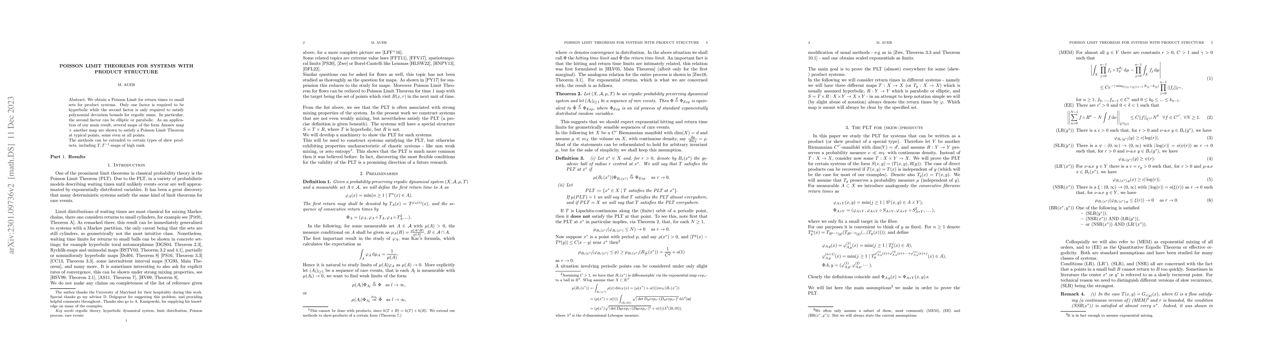 Thumbnail for Poisson Limit Theorems for Systems with Product Structure