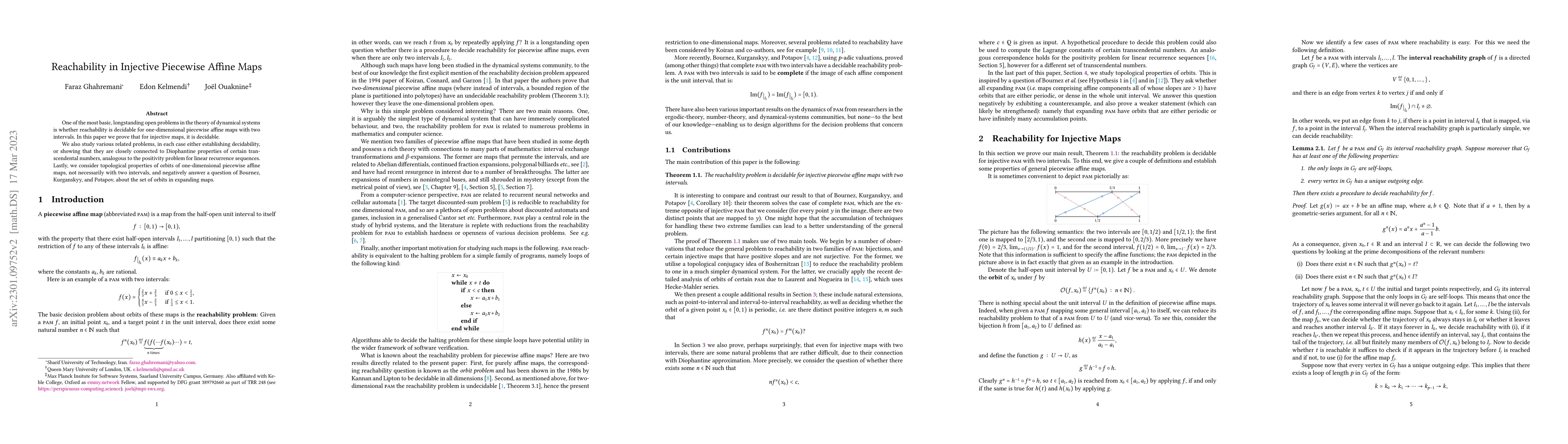 Thumbnail for Reachability in Injective Piecewise Affine Maps