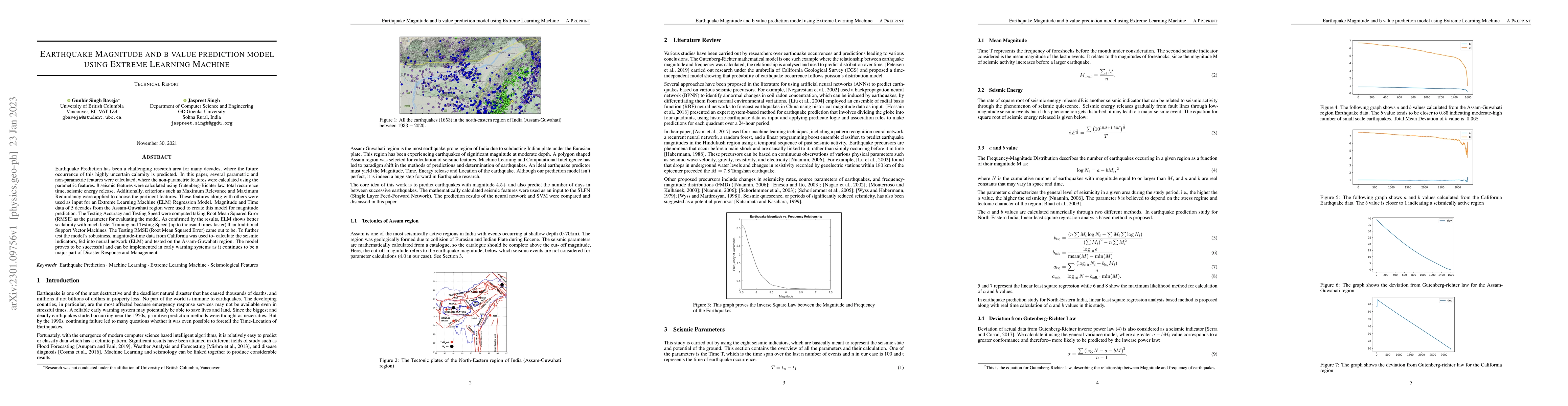 Thumbnail for Earthquake Magnitude and b value prediction model using Extreme Learning
  Machine