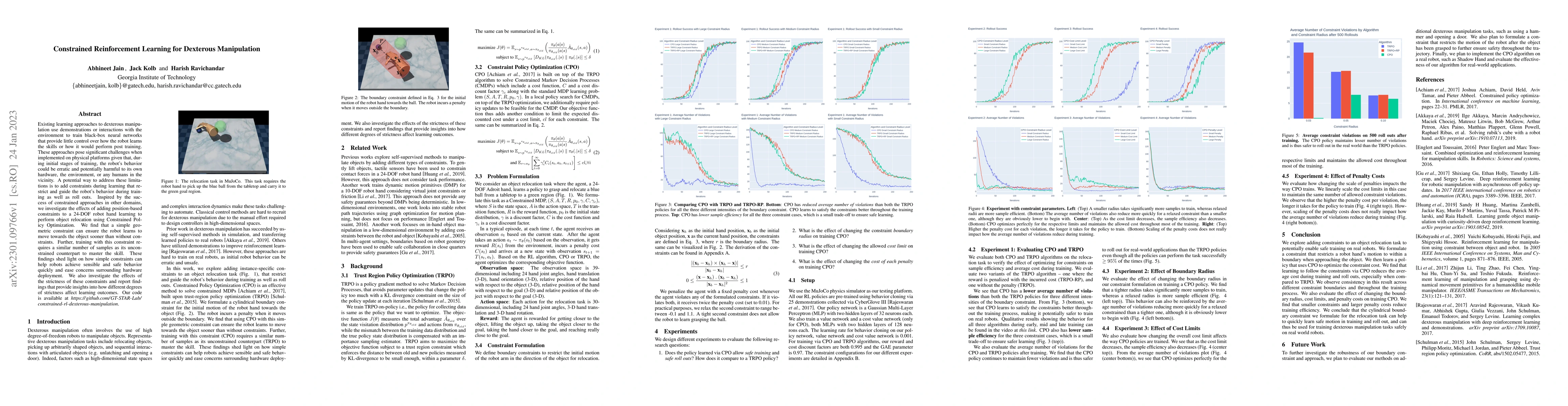 Thumbnail for Constrained Reinforcement Learning for Dexterous Manipulation