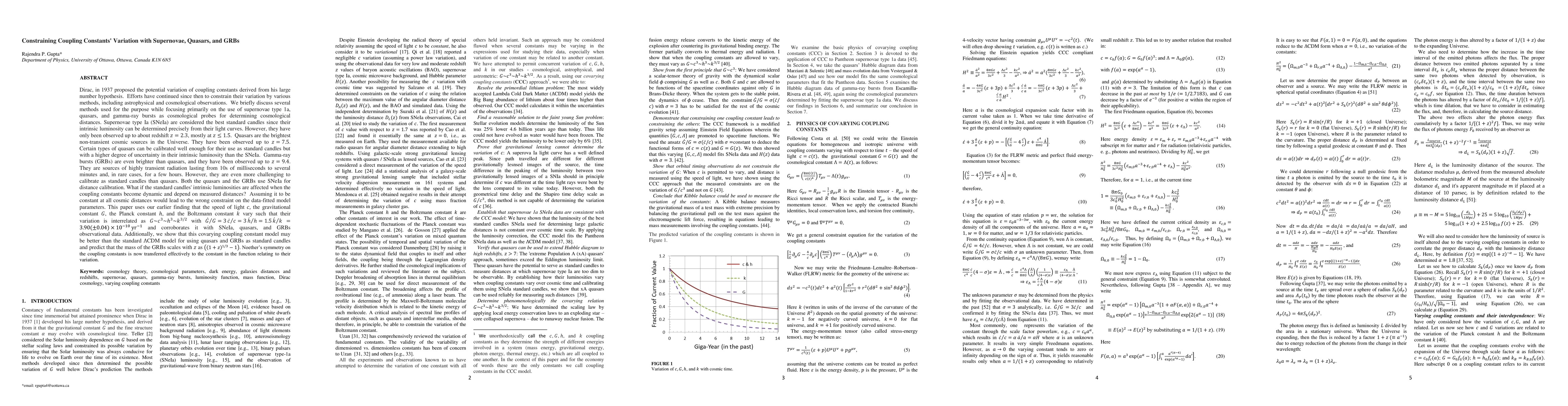 Thumbnail for Constraining Coupling Constants' Variation with Supernovae, Quasars, and
  GRBs
