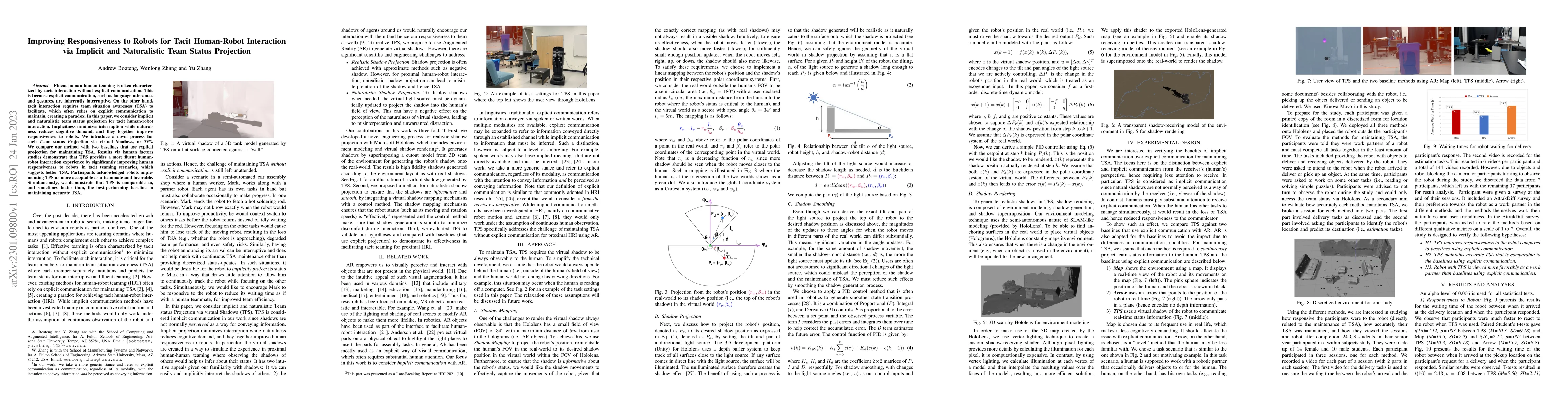 Thumbnail for Improving Responsiveness to Robots for Tacit Human-Robot Interaction via
  Implicit and Naturalistic Team Status Projection