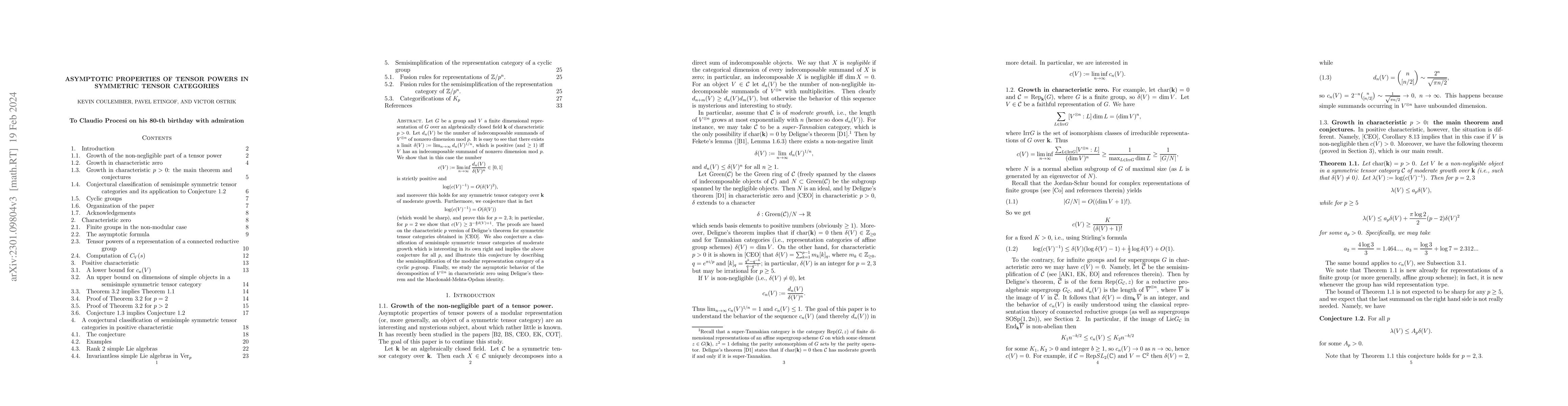 Thumbnail for Asymptotic properties of tensor powers in symmetric tensor categories