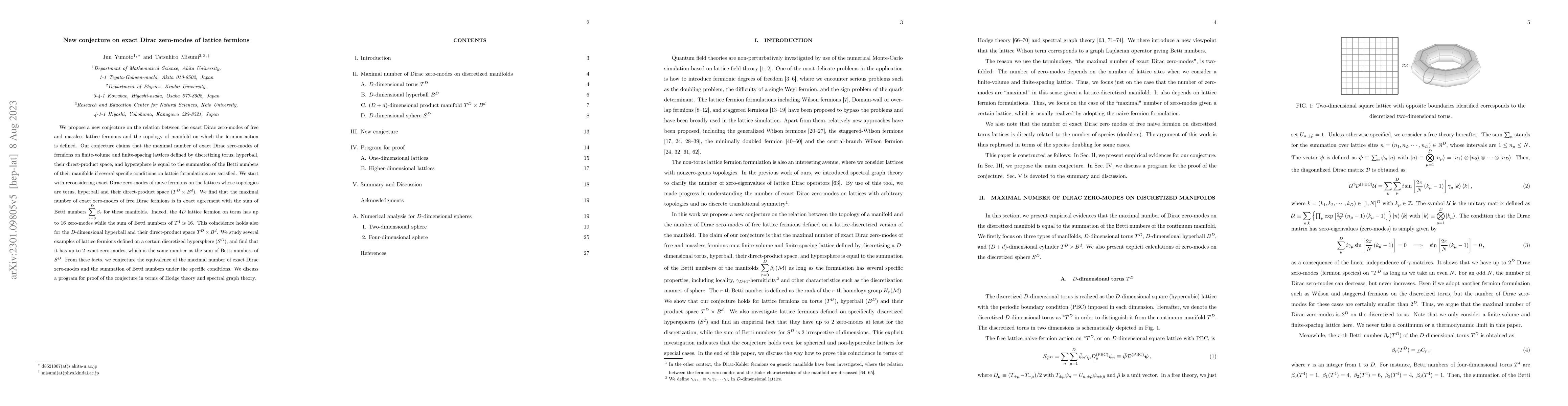 Thumbnail for New conjecture on exact Dirac zero-modes of lattice fermions