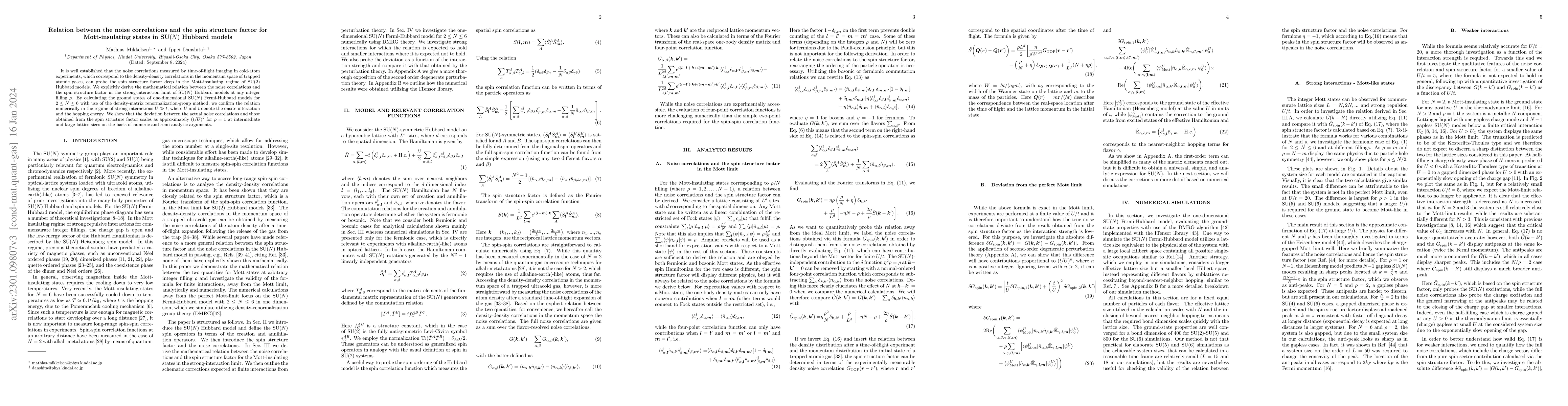 Thumbnail for Relation between the noise correlations and the spin structure factor
  for Mott-insulating states in SU$(N)$ Hubbard models
