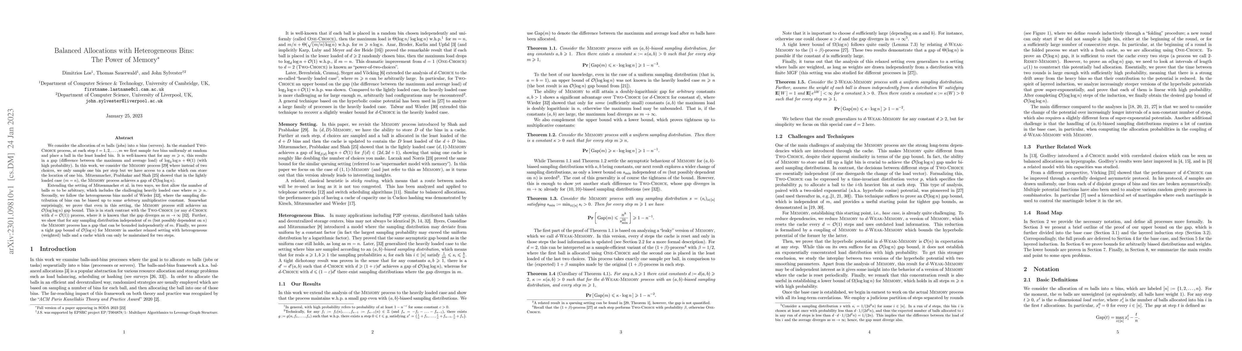 Thumbnail for Balanced Allocations with Heterogeneous Bins: The Power of Memory