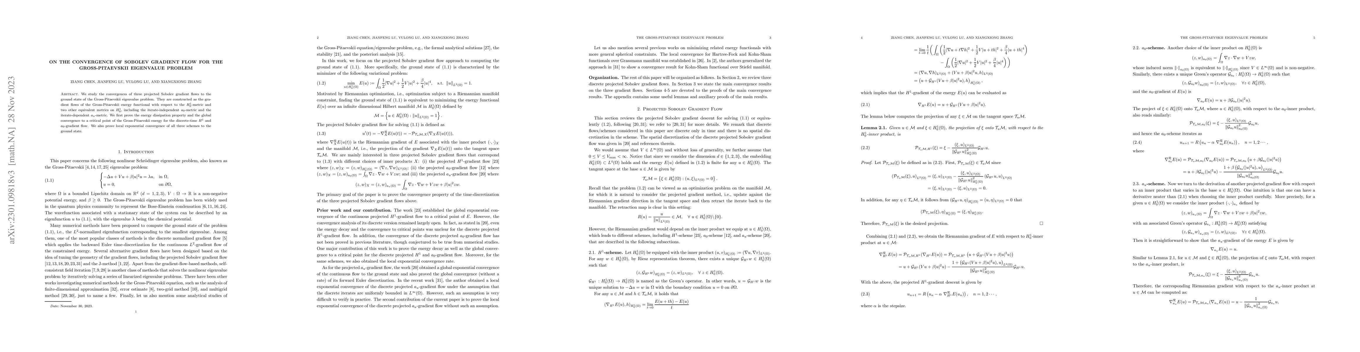 Thumbnail for On the convergence of Sobolev gradient flow for the Gross-Pitaevskii
  eigenvalue problem