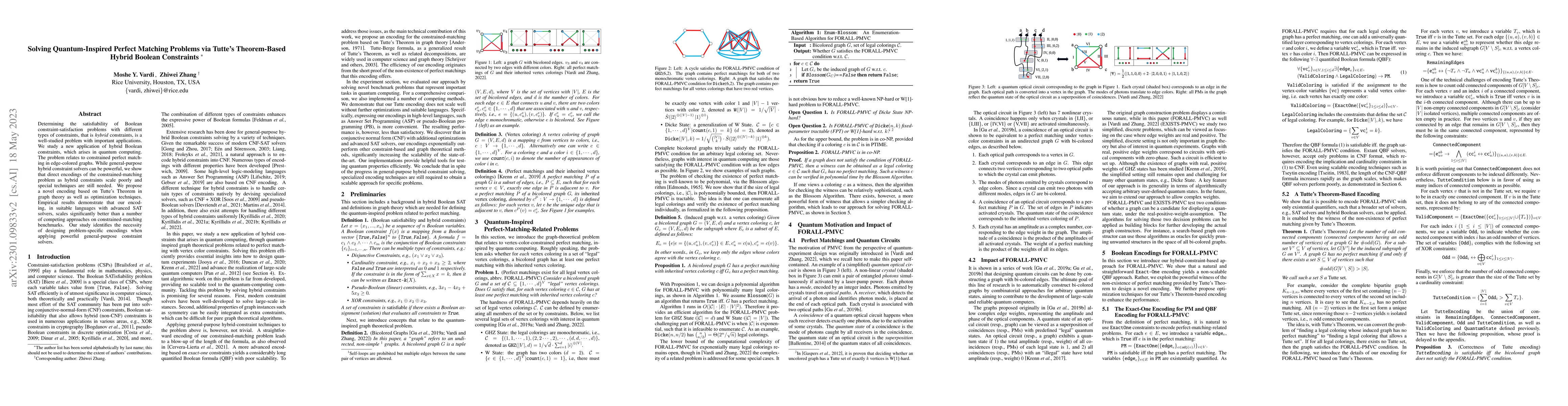 Thumbnail for Solving Quantum-Inspired Perfect Matching Problems via Tutte's
  Theorem-Based Hybrid Boolean Constraints