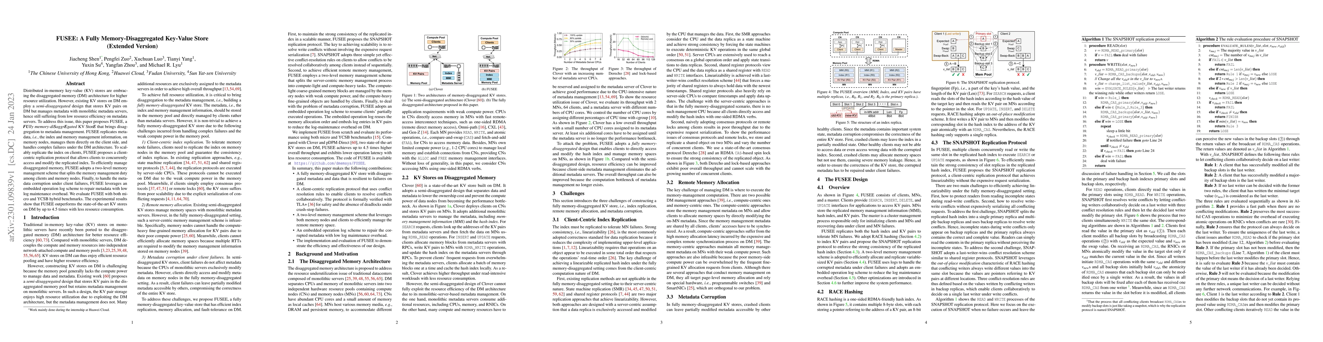 Thumbnail for FUSEE: A Fully Memory-Disaggregated Key-Value Store (Extended Version)