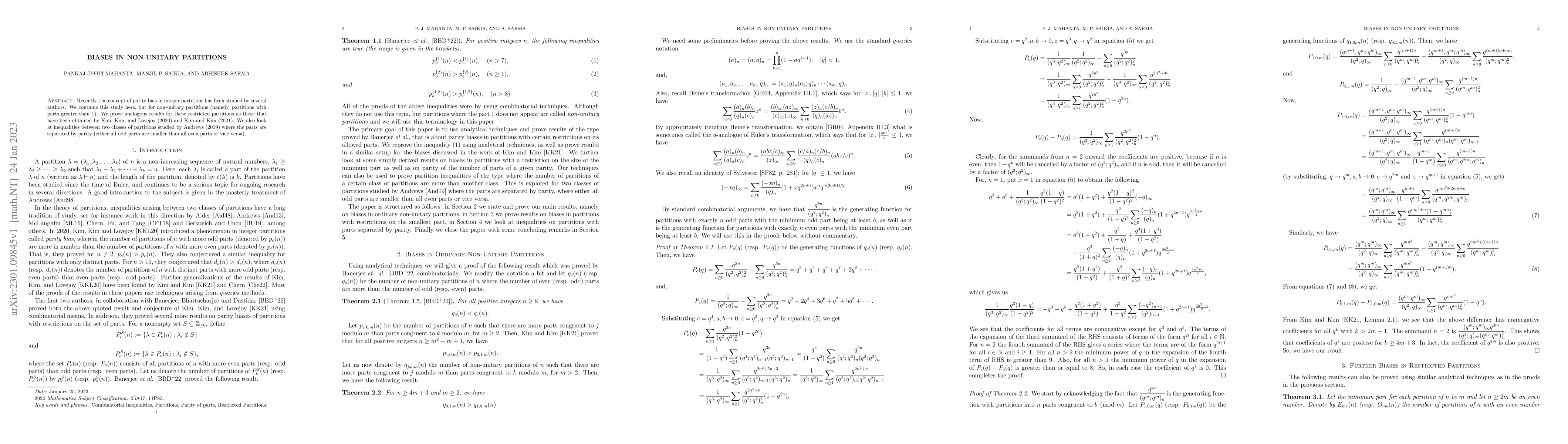 Thumbnail for Biases in Non-Unitary Partitions