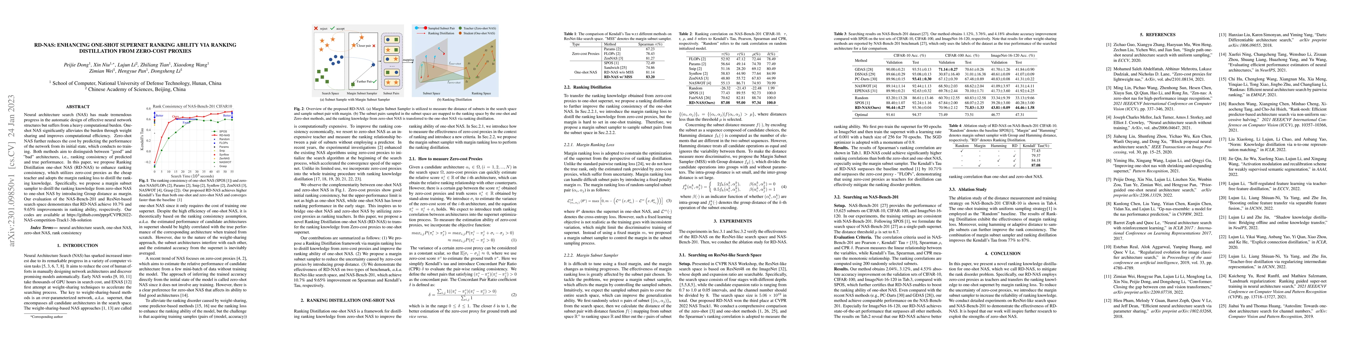 Thumbnail for RD-NAS: Enhancing One-shot Supernet Ranking Ability via Ranking
  Distillation from Zero-cost Proxies