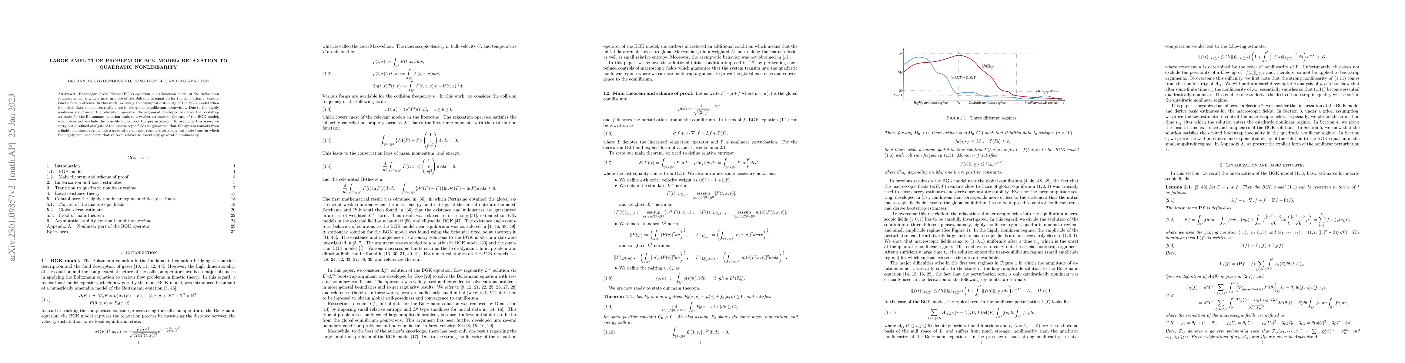 Thumbnail for Large amplitude problem of BGK model: Relaxation to quadratic
  nonlinearity