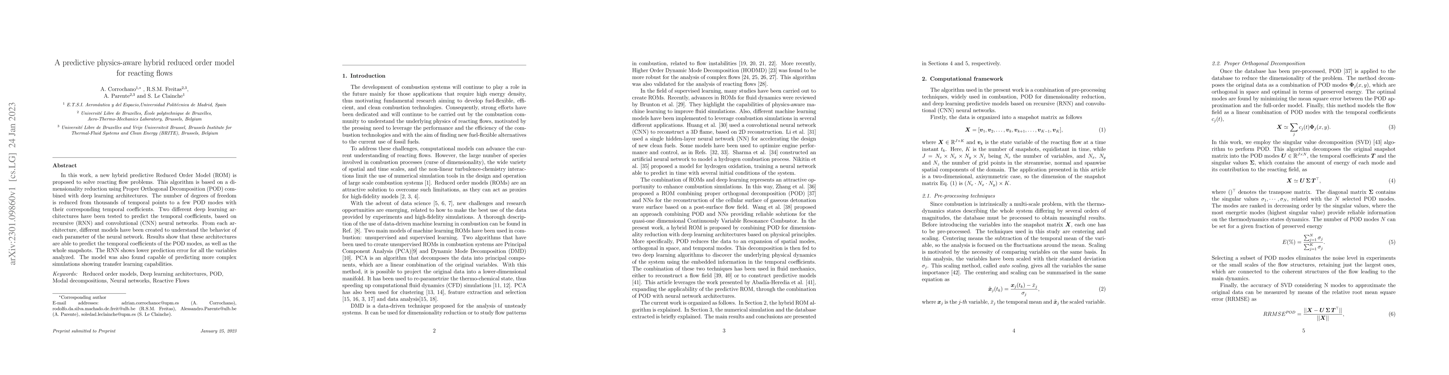 Thumbnail for A predictive physics-aware hybrid reduced order model for reacting flows