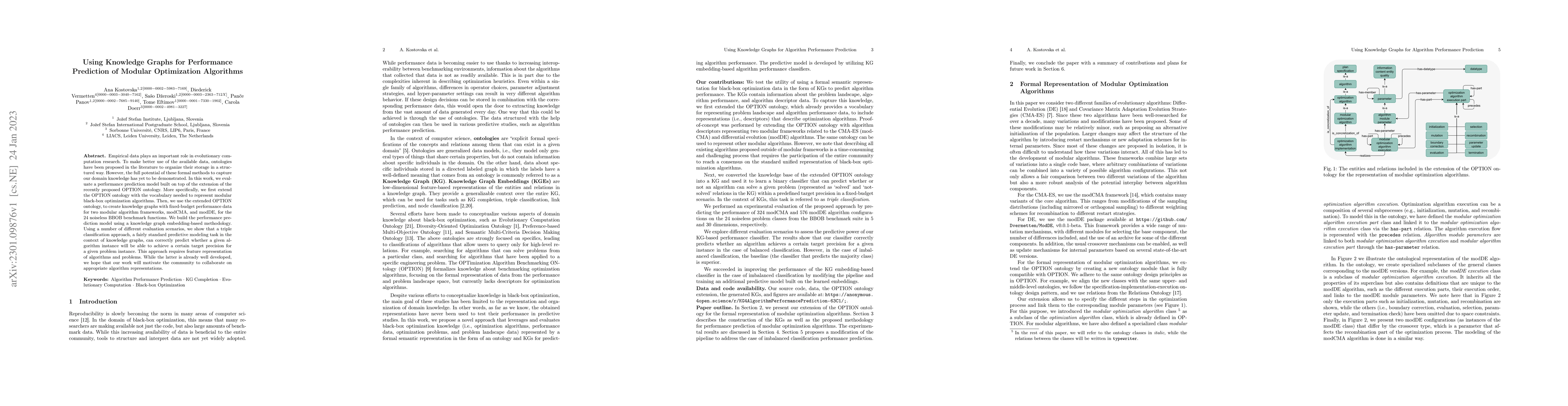 Thumbnail for Using Knowledge Graphs for Performance Prediction of Modular
  Optimization Algorithms