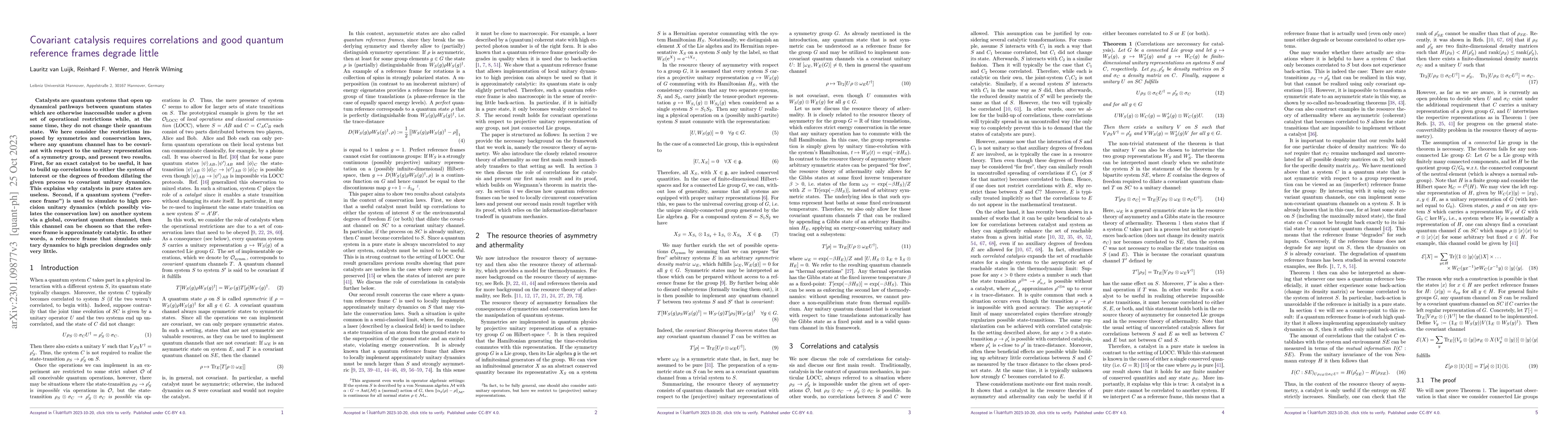 Thumbnail for Covariant catalysis requires correlations and good quantum reference
  frames degrade little