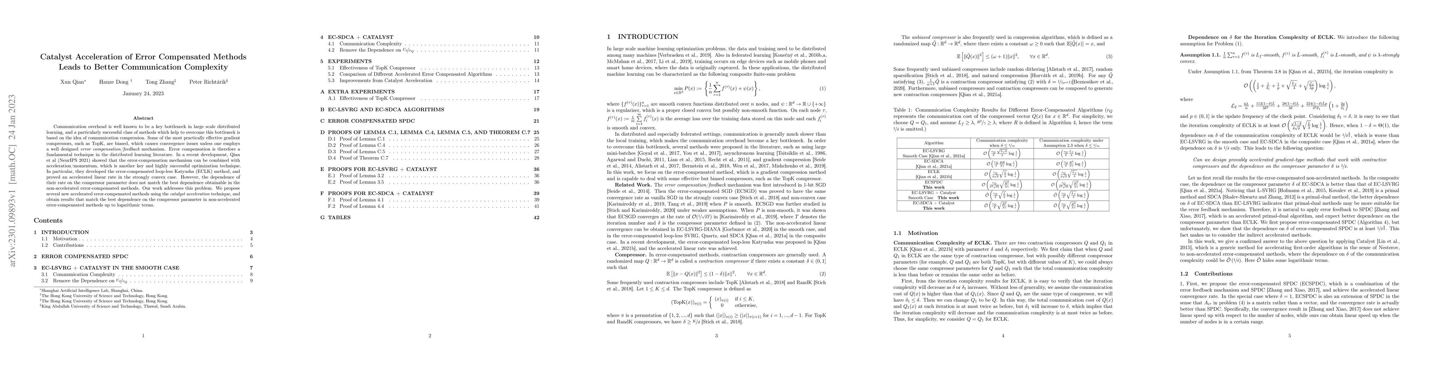 Thumbnail for Catalyst Acceleration of Error Compensated Methods Leads to Better
  Communication Complexity