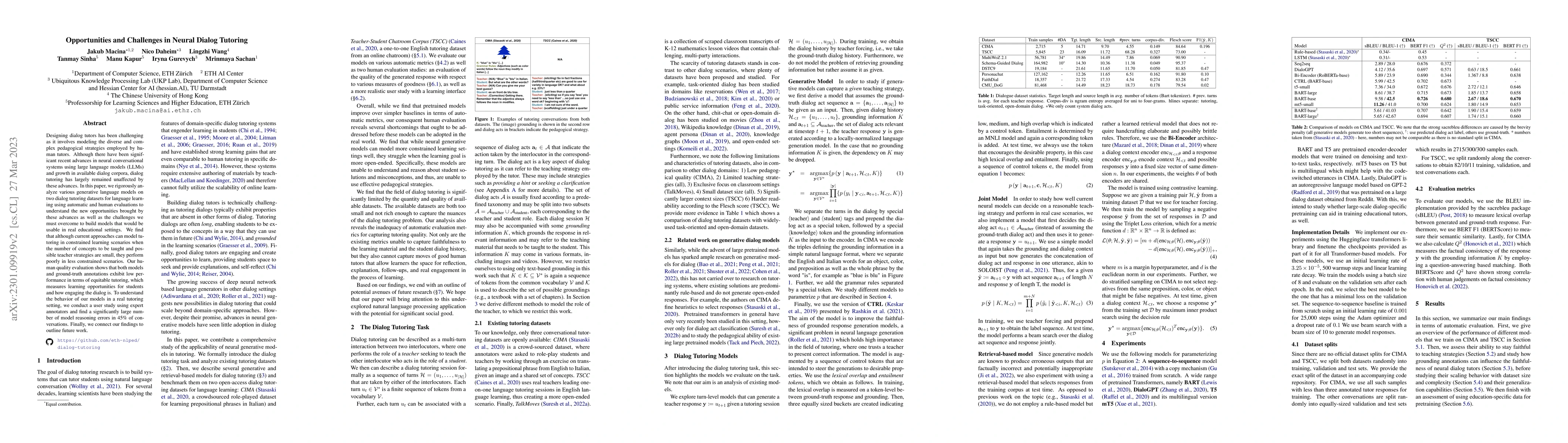 Thumbnail for Opportunities and Challenges in Neural Dialog Tutoring