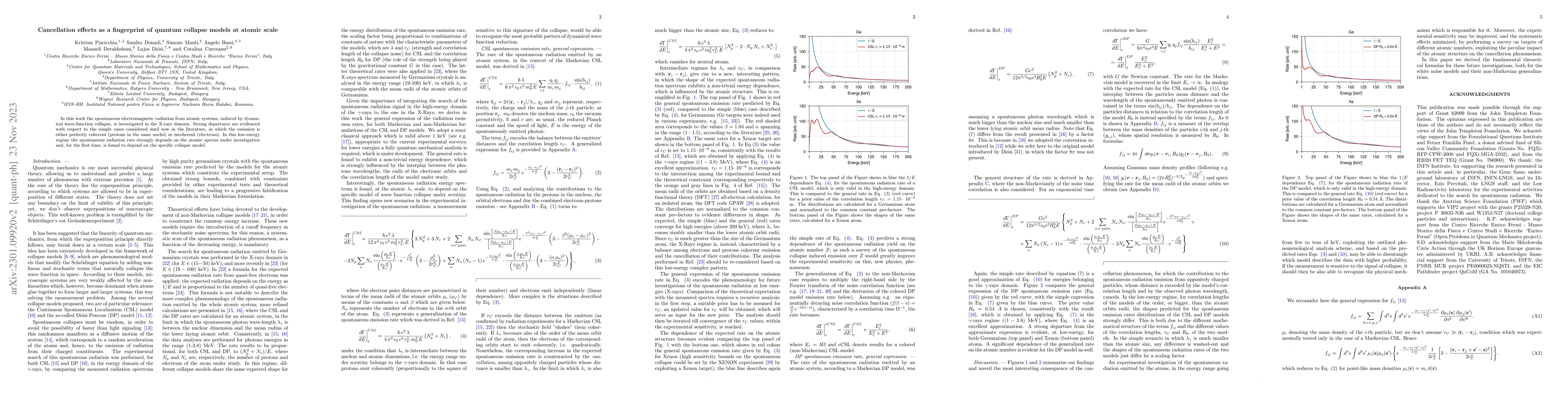 Thumbnail for Cancellation effects as a fingerprint of quantum collapse models at
  atomic scale