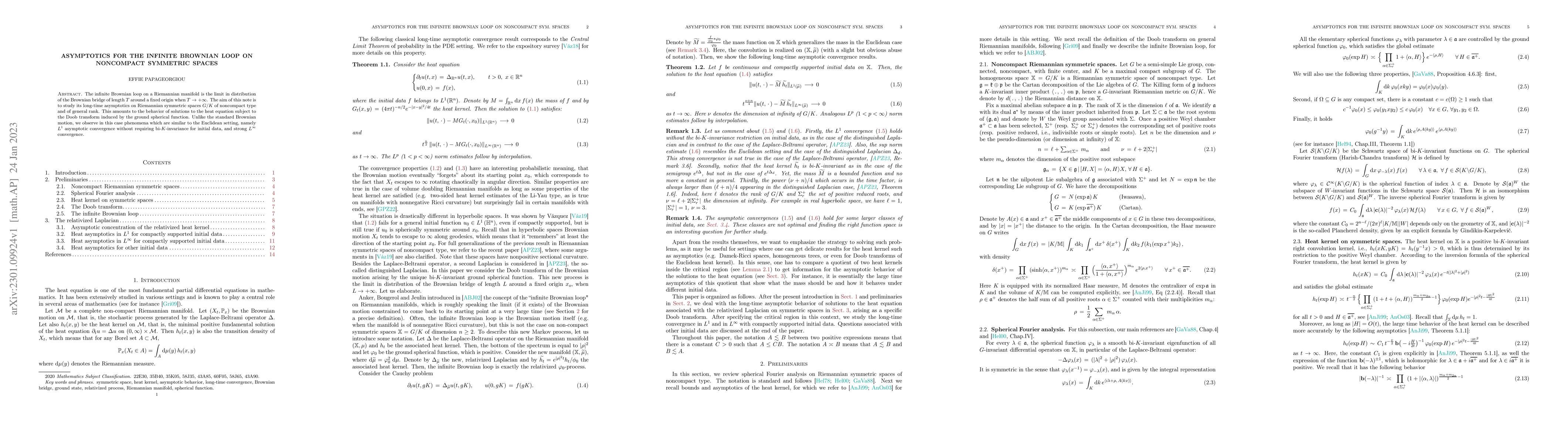Thumbnail for Asymptotics for the infinite Brownian loop on noncompact symmetric
  spaces