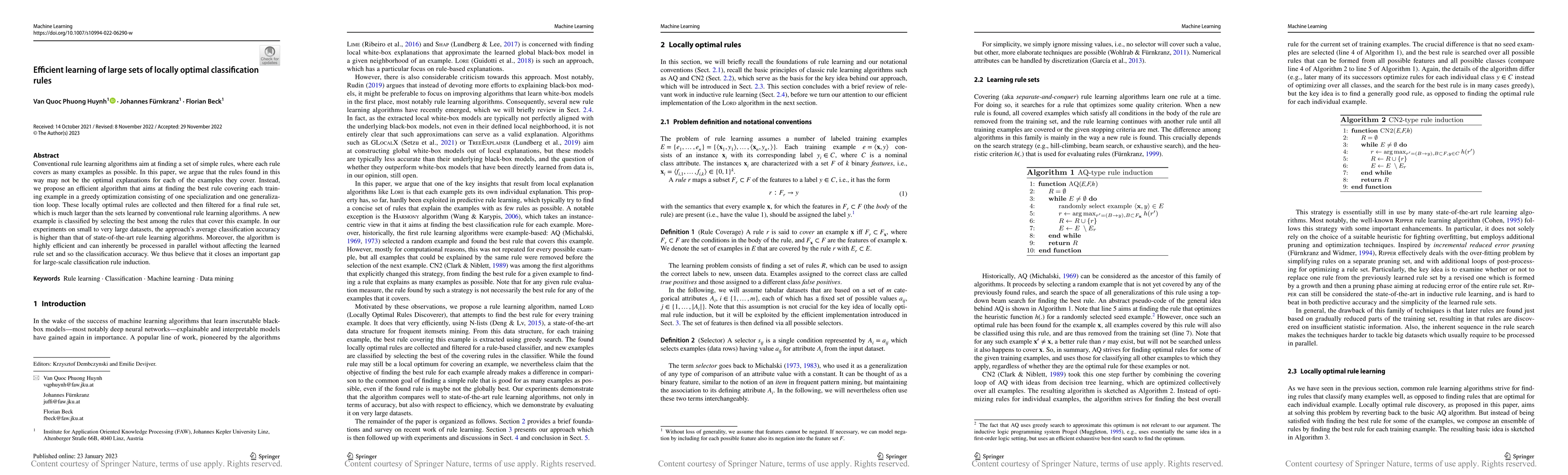 Thumbnail for Efficient learning of large sets of locally optimal classification rules