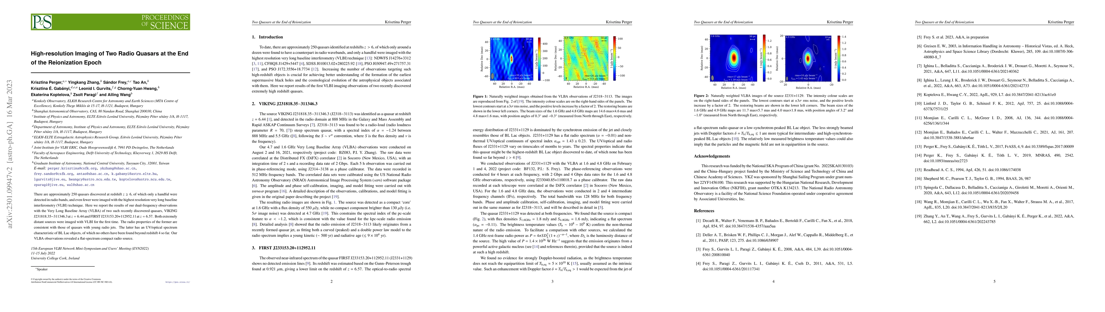 Thumbnail for High-resolution Imaging of Two Radio Quasars at the End of the
  Reionization Epoch