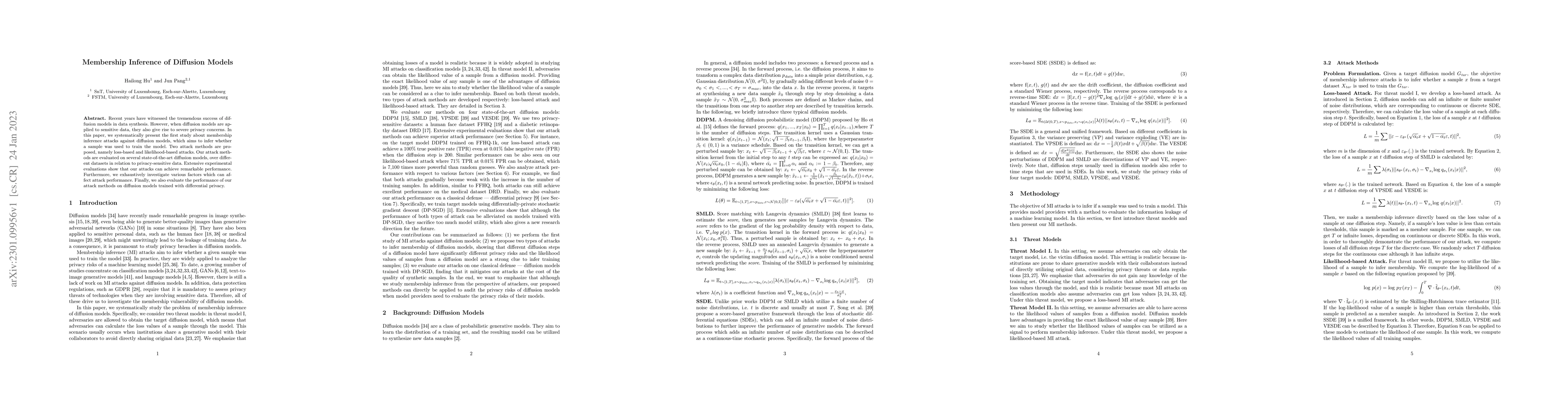 Thumbnail for Membership Inference of Diffusion Models
