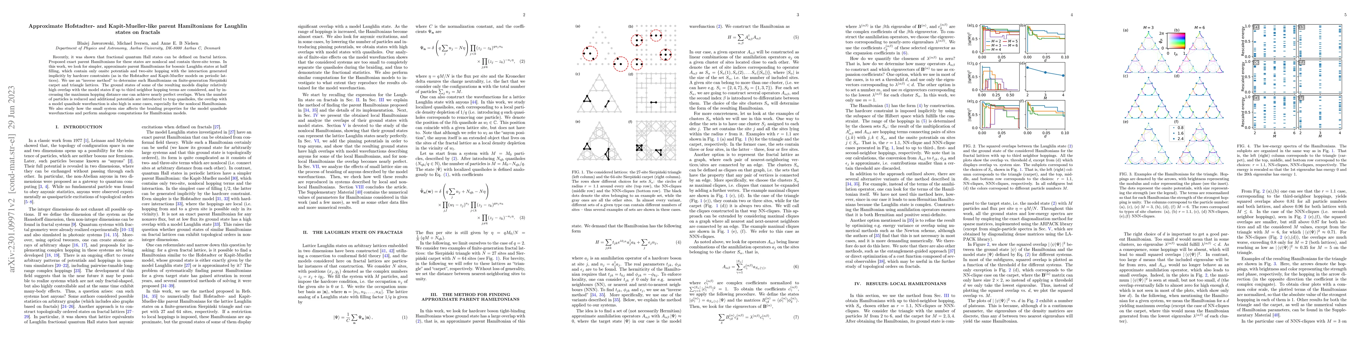 Thumbnail for Approximate Hofstadter- and Kapit-Mueller-like parent Hamiltonians for
  Laughlin states on fractals