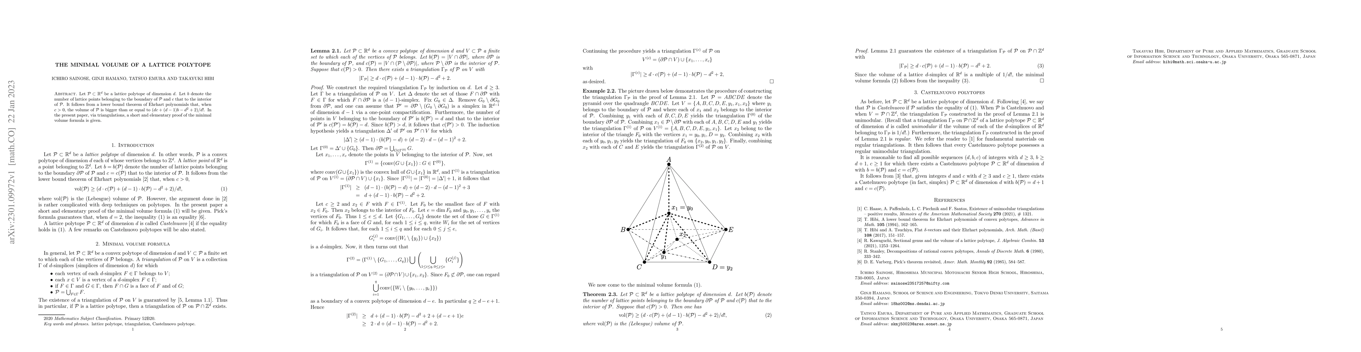 Thumbnail for The minimal volume of a lattice polytope
