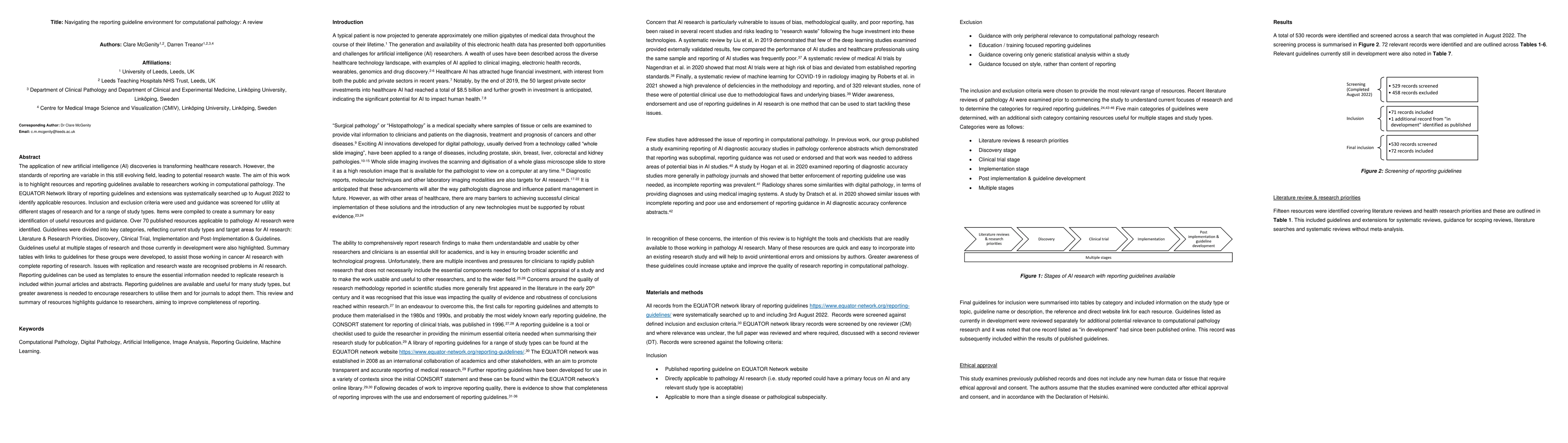 Thumbnail for Navigating the reporting guideline environment for computational
  pathology: A review