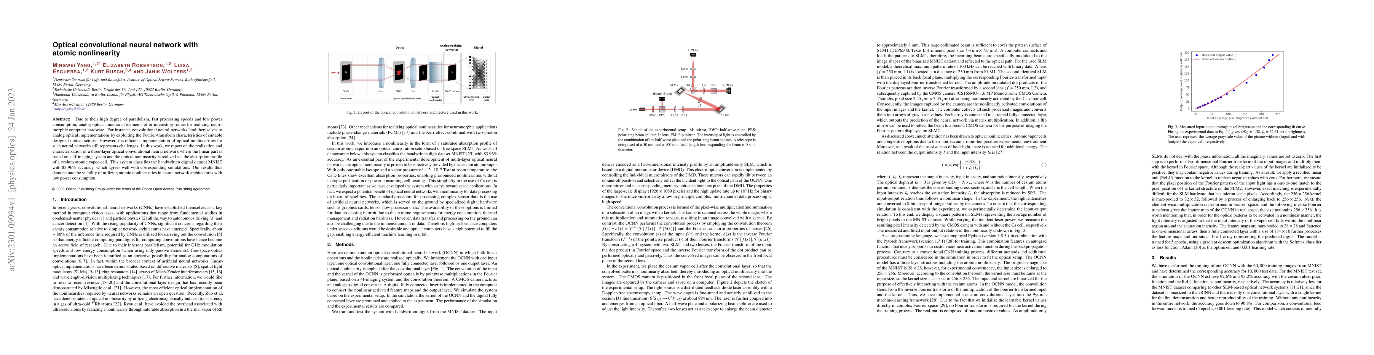 Thumbnail for Optical convolutional neural network with atomic nonlinearity