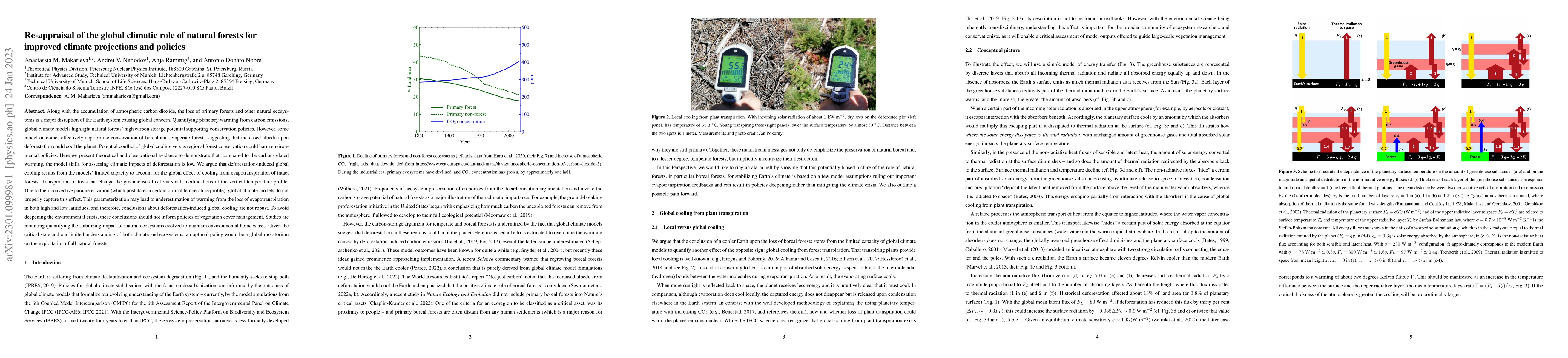 Thumbnail for Re-appraisal of the global climatic role of natural forests for improved
  climate projections and policies