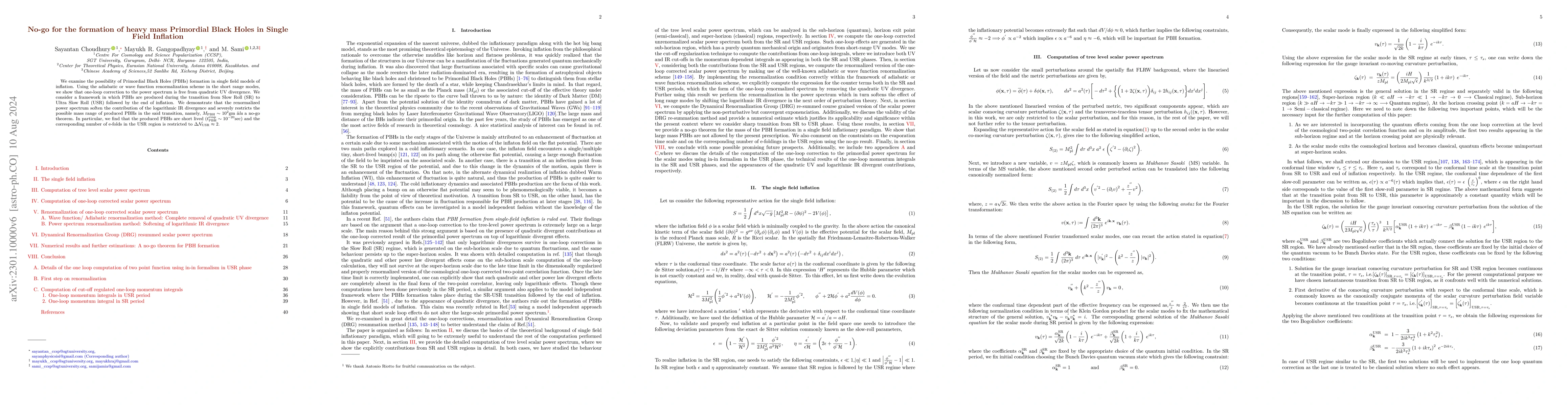Thumbnail for No-go for the formation of heavy mass Primordial Black Holes in Single
  Field Inflation