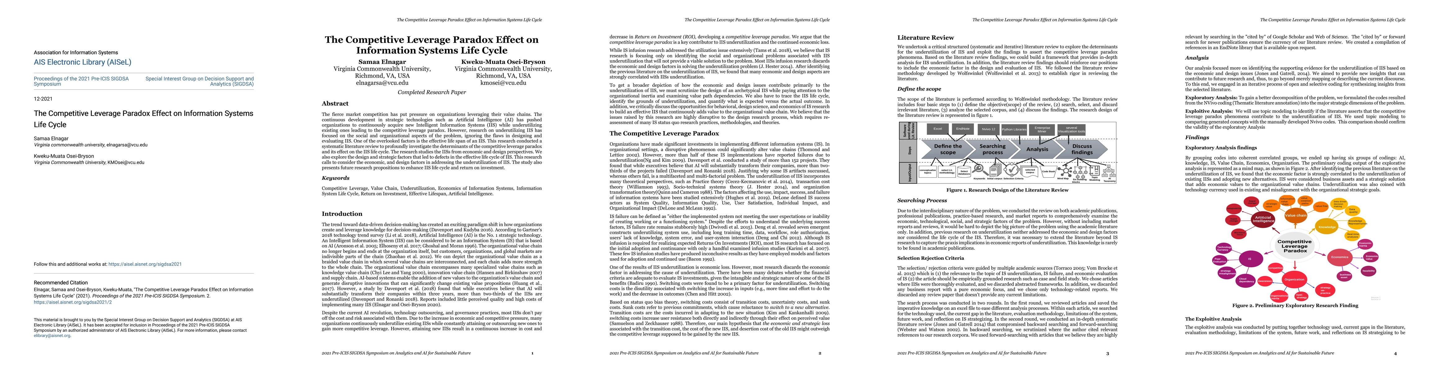 Thumbnail for The Competitive Leverage Paradox Effect on Information Systems Life
  Cycle
