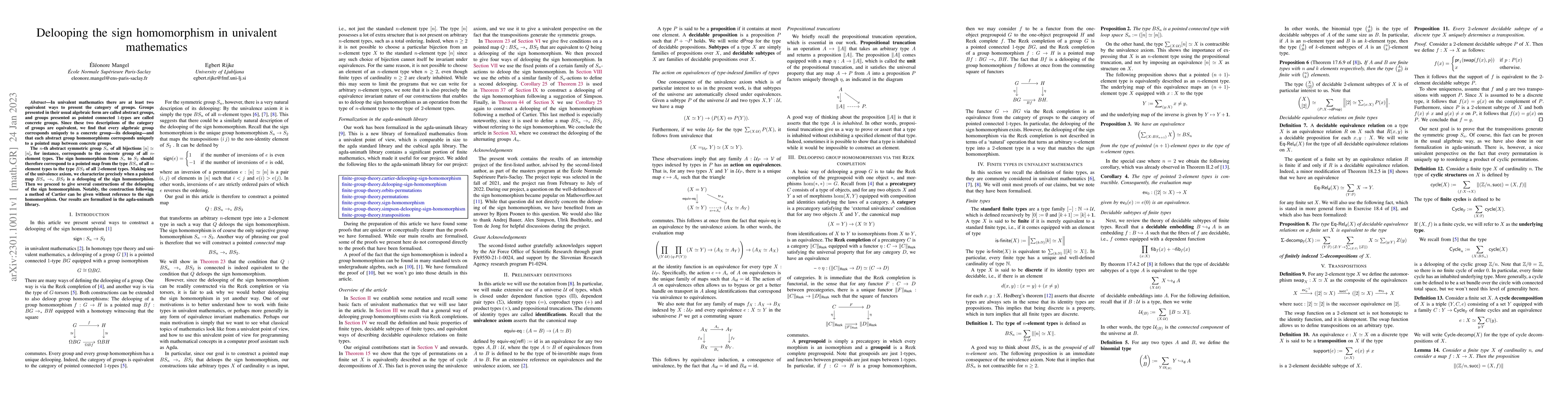 Thumbnail for Delooping the sign homomorphism in univalent mathematics