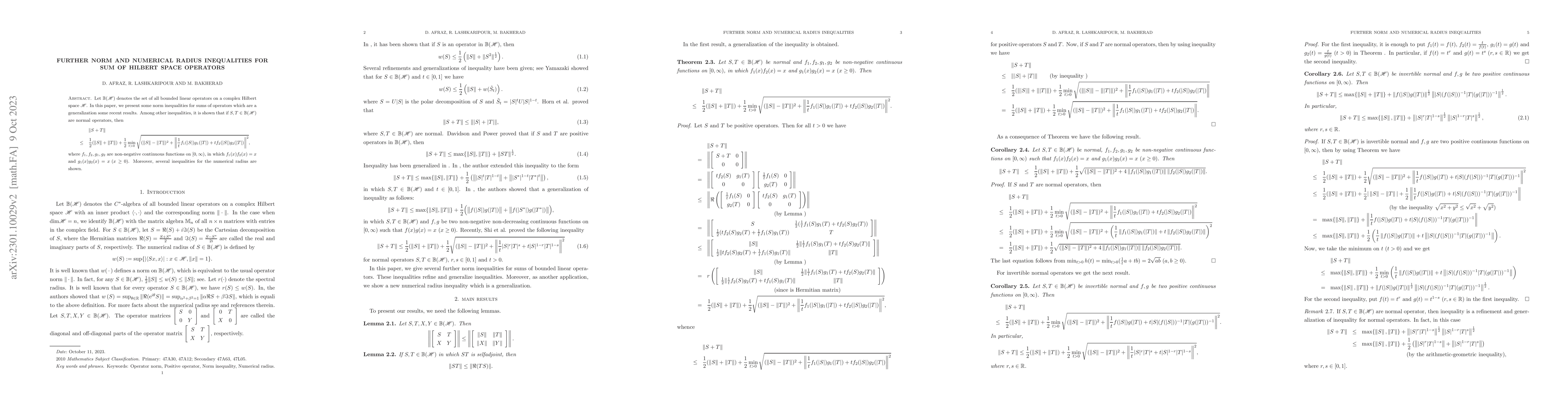 Thumbnail for Further norm and numerical radius inequalities for sum of Hilbert space
  operators