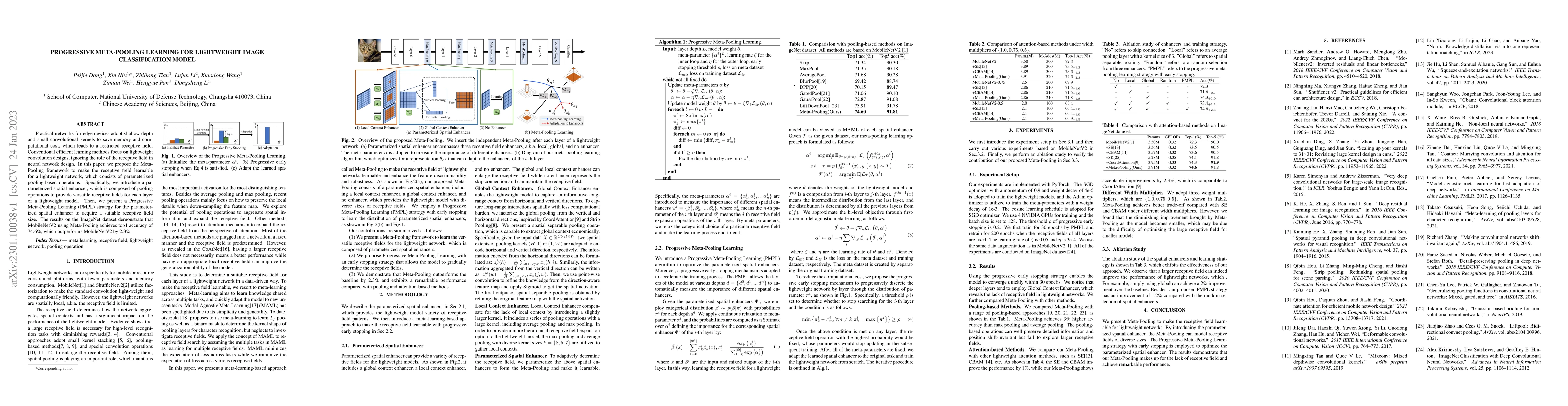 Thumbnail for Progressive Meta-Pooling Learning for Lightweight Image Classification
  Model