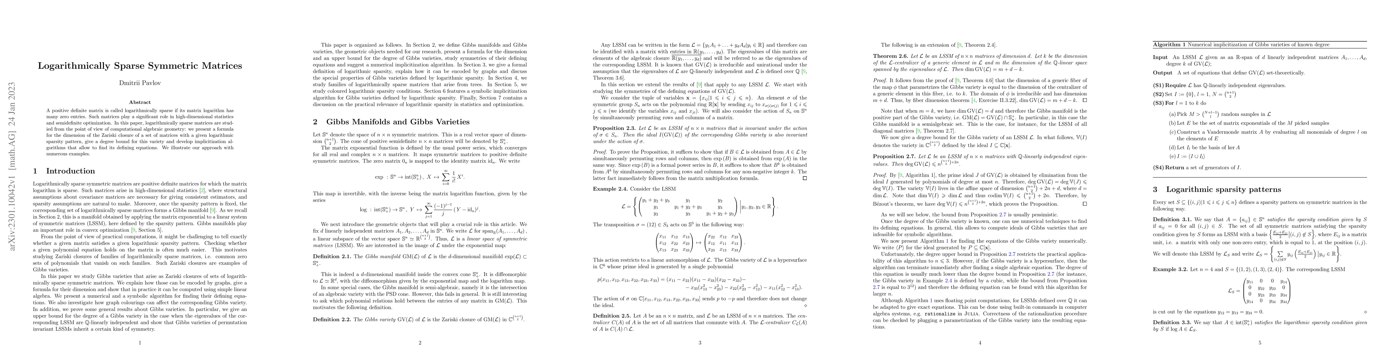 Thumbnail for Logarithmically Sparse Symmetric Matrices