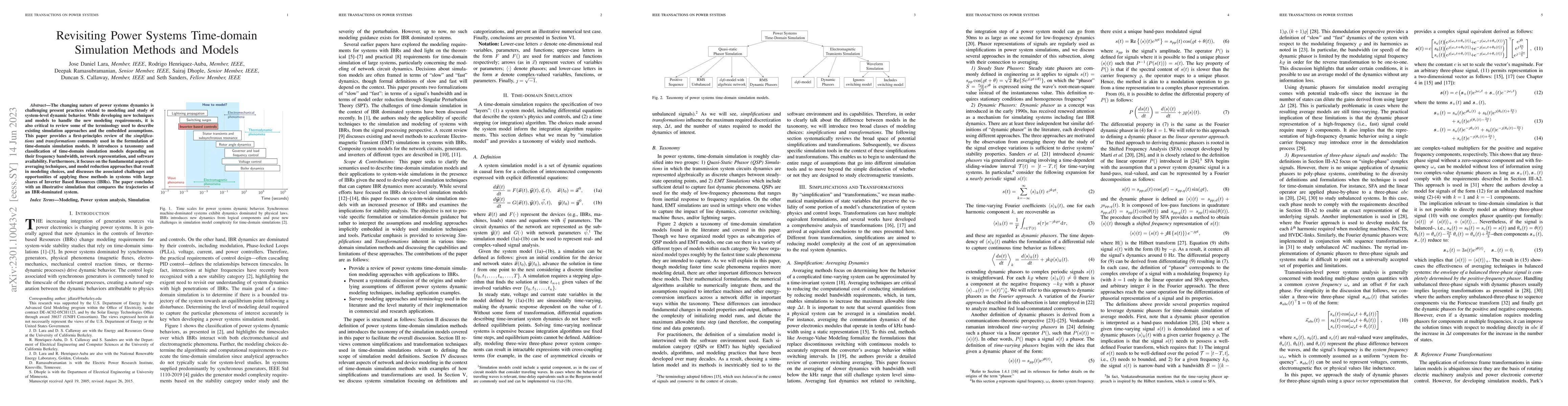 Thumbnail for Revisiting Power Systems Time-domain Simulation Methods and Models